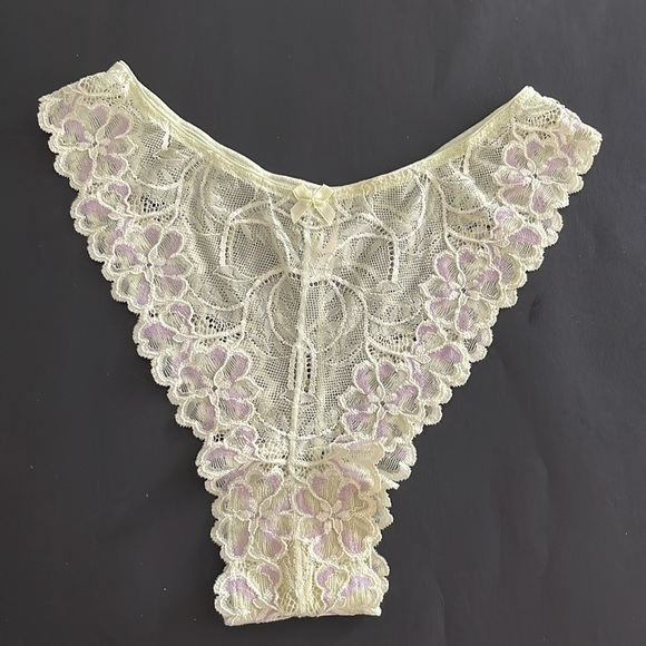 NWOT Vintage Felina lace embroidered mesh thong made in Thailand - Picture 1 of 8